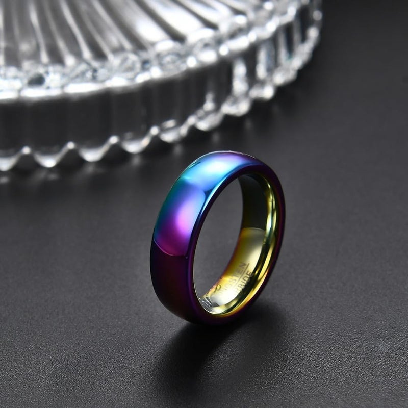 VQYSKO Tungsten Wedding Band Ring for Men Women | 2mm 4mm 6mm 8mm Gold Domed Tungsten Wedding Band Ring for Men Women High Polish Comfort Fit | Size 5-14 - Image 2